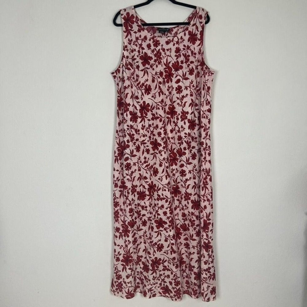 Vintage 90s Carole Little II Plus Size Pink & Red FloraL Sheath Midi Dress Sz 3x